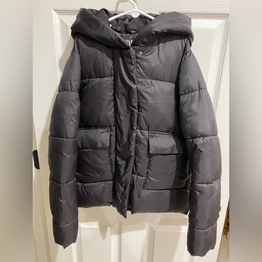 ZARA Black Puffer Coat Size 13-14 Years 164 CM
